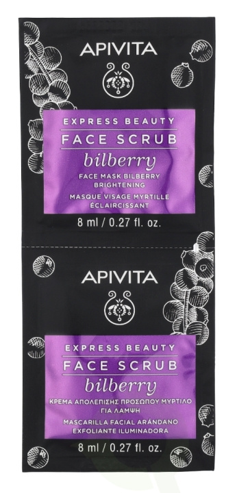 Apivita Express Beauty Face Scrub Set 16 ml 2x8ml - Bilberry i gruppen SKØNHED & HELSE / Hudpleje / Ansigt / Rengøring hos TP E-commerce Nordic AB (C63430)