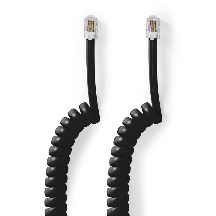 Nedis Telecom Kabel | RJ10 Hanstik | RJ10 Hanstik | 5.00 m | Kabeludformning: Rullet | Kabeltype: RJ10 | Sort | Box i gruppen HJEMMEELEKTRONIK / Lyd & billede / Fast telefoni / Bord og vægtelefoner hos TP E-commerce Nordic AB (C64422)