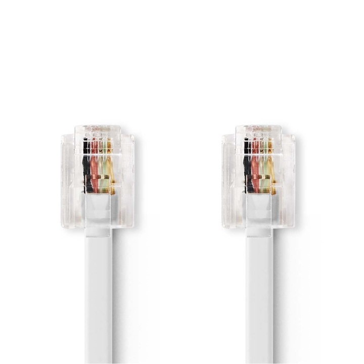 Nedis Telecom Kabel | RJ11 Hanstik | RJ11 Hanstik | 10.0 m | Kabeludformning: Fladt | Guldplateret | Kabeltype: RJ11 | Hvid | Box i gruppen HJEMMEELEKTRONIK / Lyd & billede / Fast telefoni / Bord og vægtelefoner hos TP E-commerce Nordic AB (C64424)