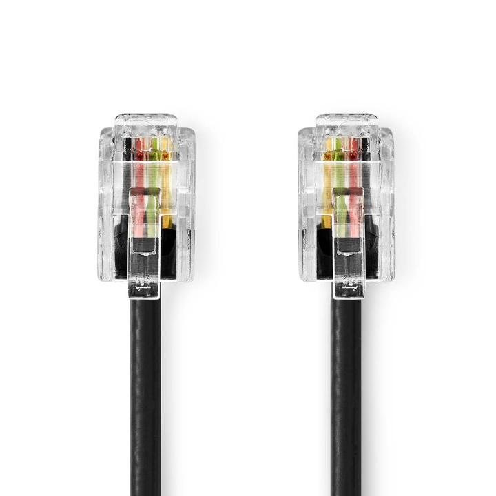 Nedis Telecom Kabel | RJ10 Hanstik | RJ10 Hanstik | 5.00 m | Kabeludformning: Rullet | Kabeltype: RJ10 | Sort | Konvolut i gruppen HJEMMEELEKTRONIK / Lyd & billede / Fast telefoni / Bord og vægtelefoner hos TP E-commerce Nordic AB (C64427)