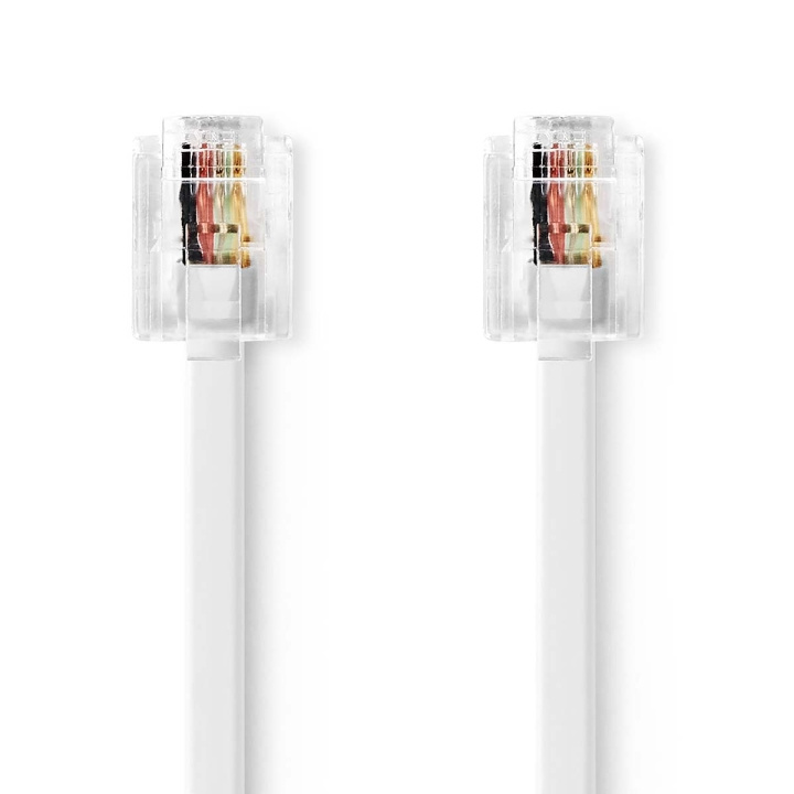 Nedis Telecom Kabel | RJ11 Hanstik | RJ11 Hanstik | 2.00 m | Kabeludformning: Fladt | Guldplateret | Kabeltype: RJ11 | Hvid | Label i gruppen HJEMMEELEKTRONIK / Lyd & billede / Fast telefoni / Bord og vægtelefoner hos TP E-commerce Nordic AB (C64434)