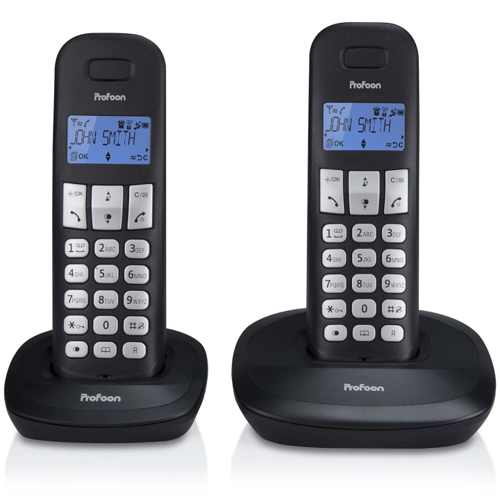 Profoon PDX-1120 DECT telefon med 2 håndsæt sort i gruppen HJEMMEELEKTRONIK / Lyd & billede / Fast telefoni / Trådløse telefoner hos TP E-commerce Nordic AB (C64486)