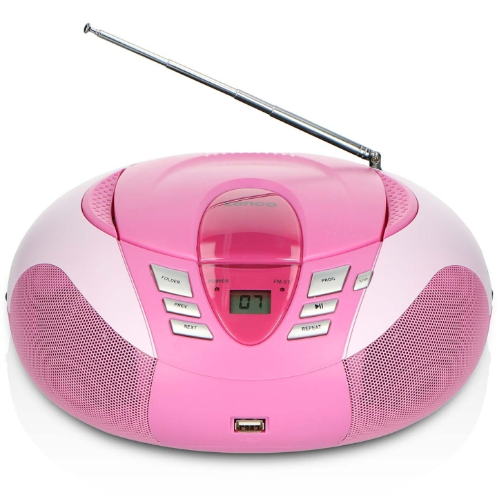 Lenco SCD-37 USB Pink Portable FM Radio CD and USB player Pink i gruppen HJEMMEELEKTRONIK / Lyd & billede / Hjemmebiograf, HiFi & Bærbar / Bærbar musikafspiller / CD-afspiller hos TP E-commerce Nordic AB (C64491)