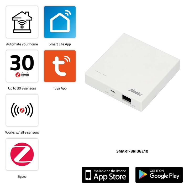 Alecto SMART-BRIDGE10 Tilslutningspunkt for Zigbee sensorer til netværk / internet i gruppen HJEM, HUS & HAVE / Smart hjem / Smart home systemer hos TP E-commerce Nordic AB (C64496)