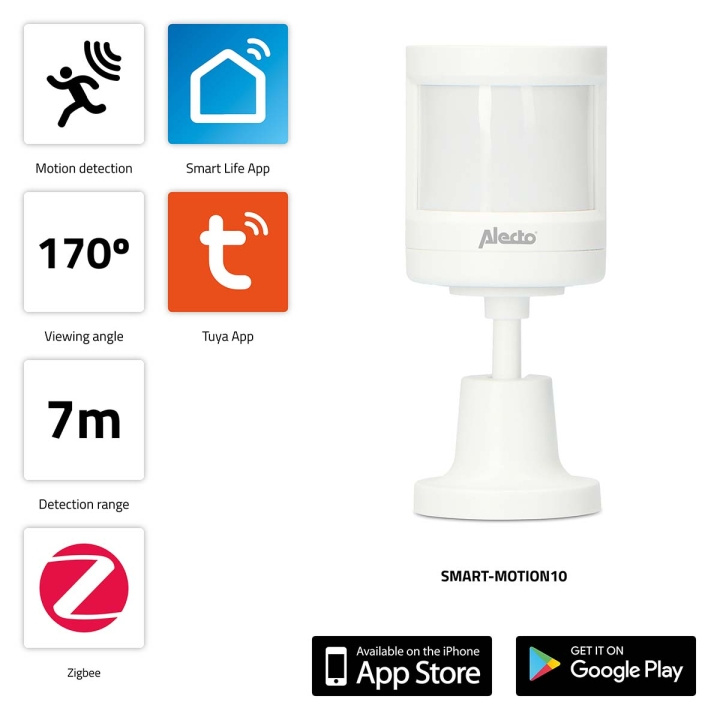 Alecto SMART-MOTION10 Smart Zigbee bevægelsessensor i gruppen HJEM, HUS & HAVE / Smart hjem / Smart home systemer hos TP E-commerce Nordic AB (C64501)