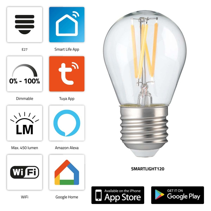 Alecto SMARTLIGHT120 Smart glødetråd LED-lampe med Wi-Fi i gruppen HJEM, HUS & HAVE / Smart hjem / Smart belysning hos TP E-commerce Nordic AB (C64509)