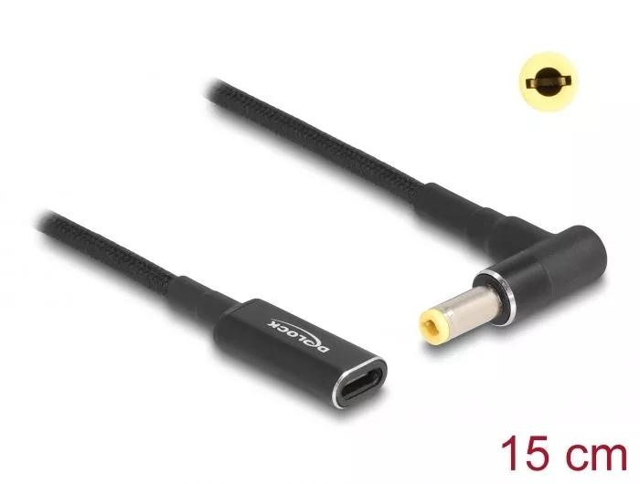 DeLOCK Laptop Charging Cable USB Type-C female to 5.5 x 2.5 mm 15cm i gruppen COMPUTERTILBEHØR / Bærbare computere og tilbehør / Oplader / Opladere til laptops / Universal hos TP E-commerce Nordic AB (C64748)