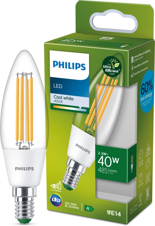 Philips Ultra Efficient LED-ljuslampa, E14, 4000K, 485 lm i gruppen HJEMMEELEKTRONIK / Lys / LED lamper hos TP E-commerce Nordic AB (C64855)
