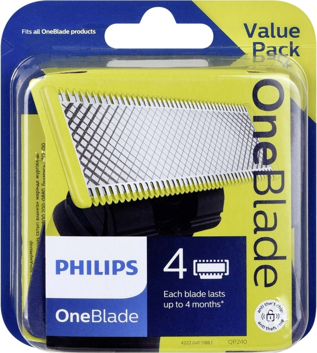 Philips OneBlade QP240/50 replacement blades, 4 pcs i gruppen SKØNHED & HELSE / Hår og styling / Barbering og trimning / Barberskraber og tilbehør hos TP E-commerce Nordic AB (C64858)