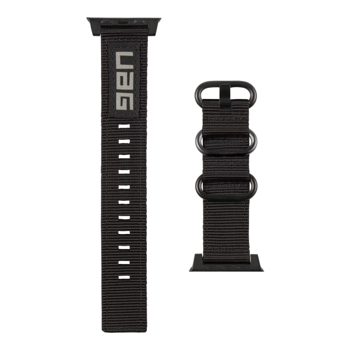 Urban Armor Gear Apple Watch 45/44/42mm Nato Eco Strap, Black i gruppen SPORT, FRITID & HOBBY / Smartwatch & Aktivitetsmåler / Tilbehør hos TP E-commerce Nordic AB (C65140)