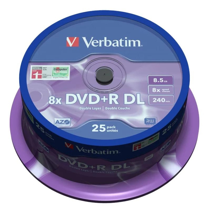 Verbatim DVD+R DL, 8x, 8.56GB/240min, 35-pack spindel, matt silver i gruppen HJEMMEELEKTRONIK / Lagringsmedier / CD / DVD / BD-diske / DVD+R hos TP E-commerce Nordic AB (C65237)