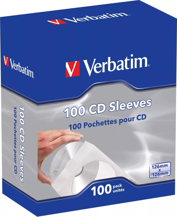 Verbatim Paper pocket for CDs/DVDs, white/transparent, 100-pack i gruppen HJEMMEELEKTRONIK / Lagringsmedier / CD / DVD / BD-diske / CD / DVD-opbevaring hos TP E-commerce Nordic AB (C65259)