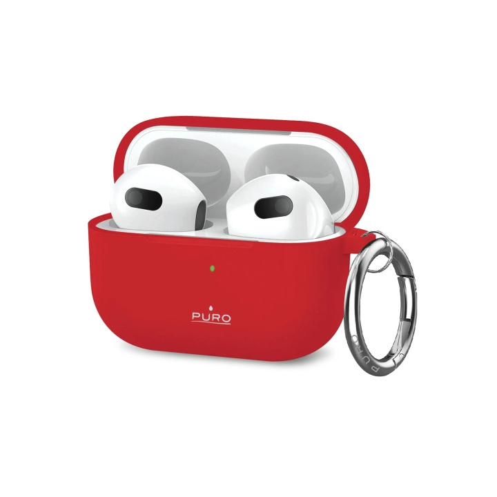 Puro Apple Airpods 3 Icon Case w/hook, Red i gruppen HJEMMEELEKTRONIK / Lyd & billede / Hovedtelefoner & Tilbehør / Tilbehør hos TP E-commerce Nordic AB (C65294)