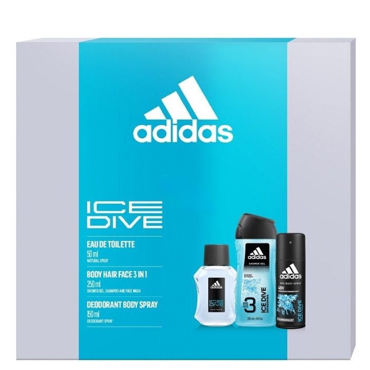 adidas Ice Dive For Him Edt 100ml + Deospray 150ml + Shower Gel 250ml i gruppen SKØNHED & HELSE / Gaveæske / Gaveæske til ham hos TP E-commerce Nordic AB (C65679)