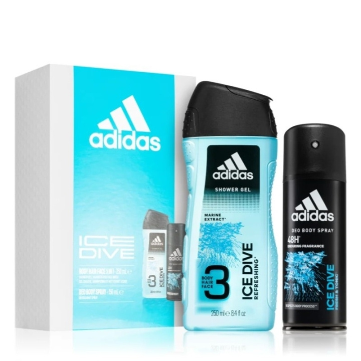 adidas Ice Dive For Him Deospray 150ml + Shower Gel 250ml i gruppen SKØNHED & HELSE / Gaveæske / Gaveæske til ham hos TP E-commerce Nordic AB (C65685)