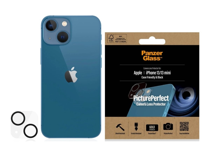 PanzerGlass Objektiv beskyttelse Sort Transparent Apple iPhone 13 i gruppen SMARTPHONES & TABLETS / Mobil Beskyttelse / Apple / iPhone 13 hos TP E-commerce Nordic AB (C65889)