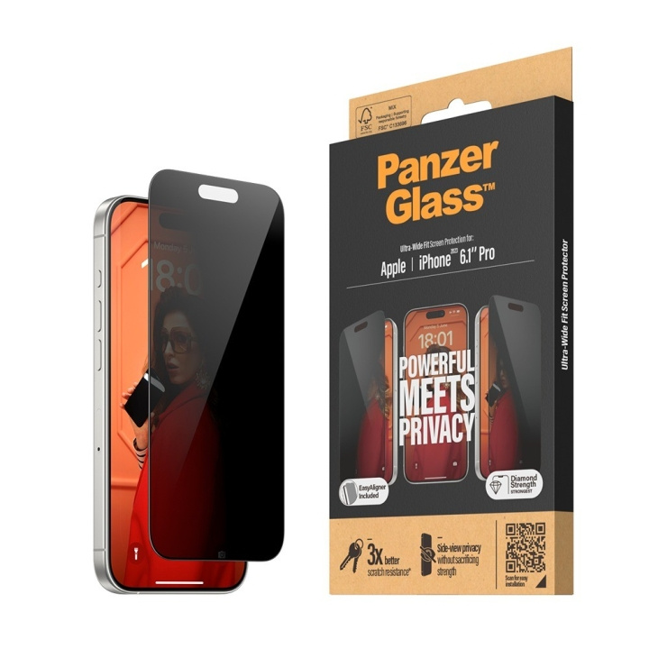 PanzerGlass Privacy Screen Protector Apple iPhone 15 Pro | Ultra-Wide Fit i gruppen SMARTPHONES & TABLETS / Mobil Beskyttelse / Apple / iPhone 15 hos TP E-commerce Nordic AB (C65911)