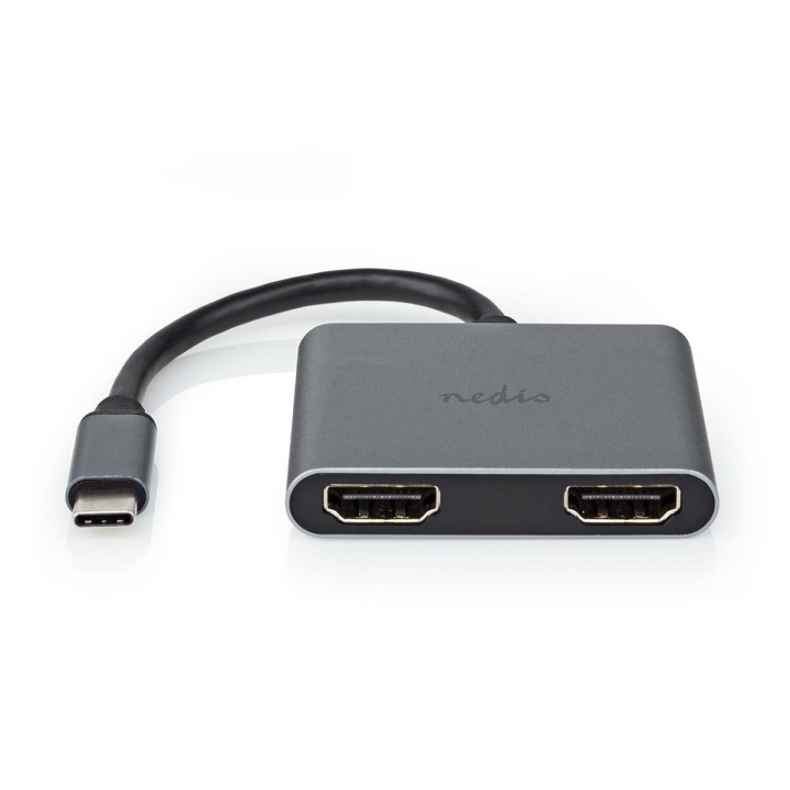 Nedis USB-C™ Adapter | 2-i-1 | USB 3.2 Gen 1 | USB-C™ Han | 2x HDMI™ | 4K@30Hz | 0.10 m | Runde | Nikkelplateret | PVC | Sort | Box i gruppen SMARTPHONES & TABLETS / Opladere og kabler / Adaptere hos TP E-commerce Nordic AB (C66655)