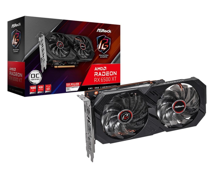 ASRock AMD Radeon RX 6500 XT Phantom Gaming D 4GB OC i gruppen COMPUTERTILBEHØR / Computerkomponenter / Grafikkort hos TP E-commerce Nordic AB (C66945)