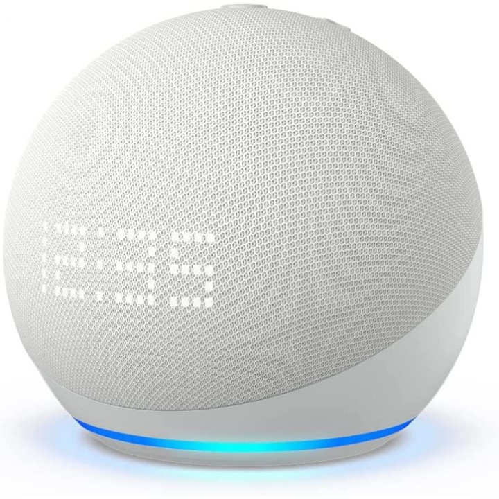 Amazon Echo Dot (5. Gen.) Med Ur - Hvid i gruppen HJEMMEELEKTRONIK / Lyd & billede / Højttalere & tilbehør / Bluetooth-højttalere / Bærbare højttalere hos TP E-commerce Nordic AB (C67053)