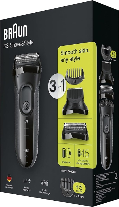 Braun Series 3-3000 BT b i gruppen SKØNHED & HELSE / Hår og styling / Barbering og trimning / Barbermaskiner hos TP E-commerce Nordic AB (C67954)