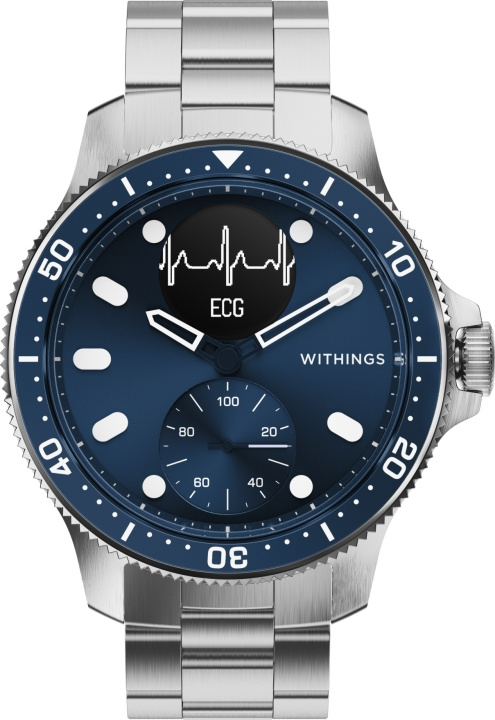Withings Scanwatch Horizon hybridur, 43 mm, sølv/blå i gruppen SPORT, FRITID & HOBBY / Smartwatch & Aktivitetsmåler / Smartwatches hos TP E-commerce Nordic AB (C68012)