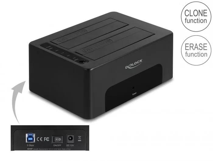 DeLOCK Dual Docking Station for 2 x SATA HDD / SSD i gruppen COMPUTERTILBEHØR / Bærbare computere og tilbehør / Docking stationer hos TP E-commerce Nordic AB (C70522)