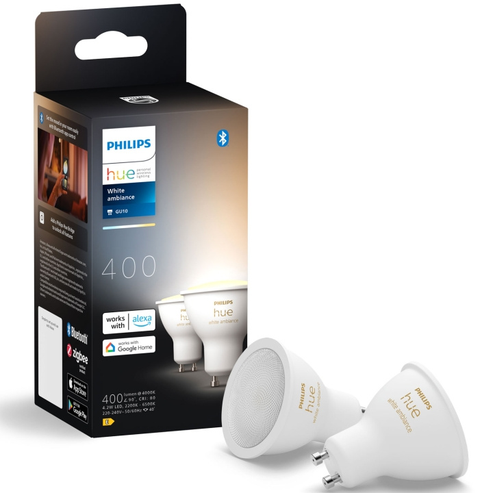 Philips Hue White Ambiance GU10 400lm 2-pak i gruppen HJEM, HUS & HAVE / Smart hjem / Smart belysning hos TP E-commerce Nordic AB (C75735)