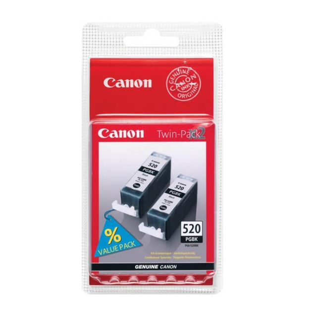 Canon Blæck 2932B019 PGI-520 Sort To-pak i gruppen COMPUTERTILBEHØR / Printere og tilbehør / Blæk og toner / Blækpatroner / Canon hos TP E-commerce Nordic AB (C76495)