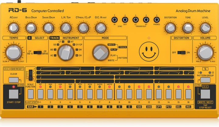 BEHRINGER RD-6 analog trommemaskine, gul i gruppen SPORT, FRITID & HOBBY / Hobby / Musik / Tilbehør til musikinstrumenter hos TP E-commerce Nordic AB (C78209)