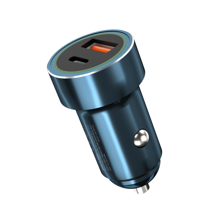 Xo biloplader CC32 PD QC 3.0 20W 1X USB 1x USB-C blå i gruppen SMARTPHONES & TABLETS / Opladere og kabler / Bilopladere / Bil oplader USB hos TP E-commerce Nordic AB (C79153)