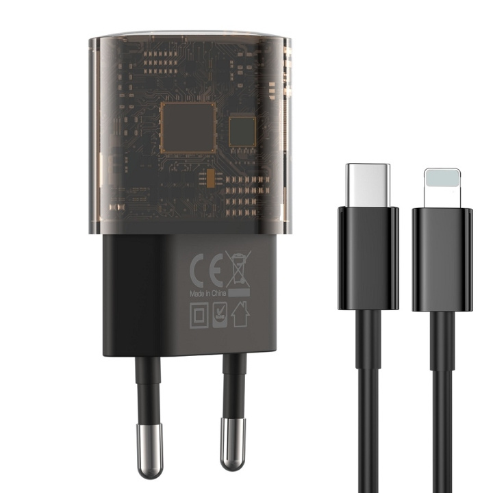 Xo Clear vægoplader CE05 PD 30W QC 3.0 18W 1x USB 1x USB-C brun + USB-C - Lightning-kabel i gruppen SMARTPHONES & TABLETS / Opladere og kabler / Bilopladere / Bilopladere Lightning hos TP E-commerce Nordic AB (C79209)