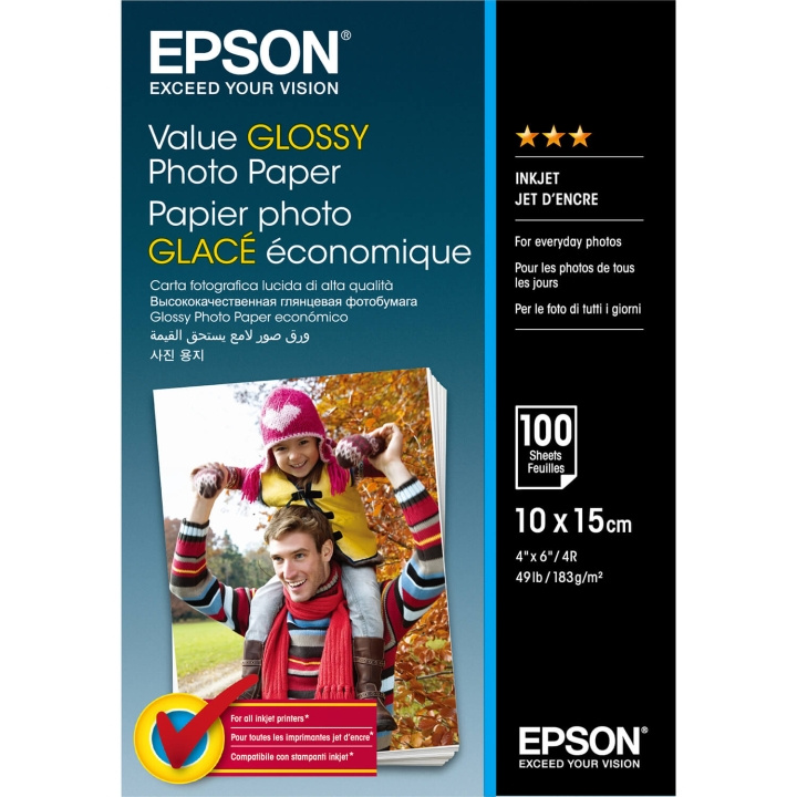 Epson Value Glossy Photo Papir 10x15cm - 100 Ark i gruppen HJEMMEELEKTRONIK / Foto og video / Fotografi udstyr / Andet hos TP E-commerce Nordic AB (C79453)