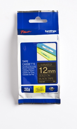 Brother TZe-334 klæbende tape, 12 mm x 8 m, guld på sort baggrund i gruppen COMPUTERTILBEHØR / Printere og tilbehør / Printere / Labelmaskiner og tilbehør / Tape hos TP E-commerce Nordic AB (C80310)