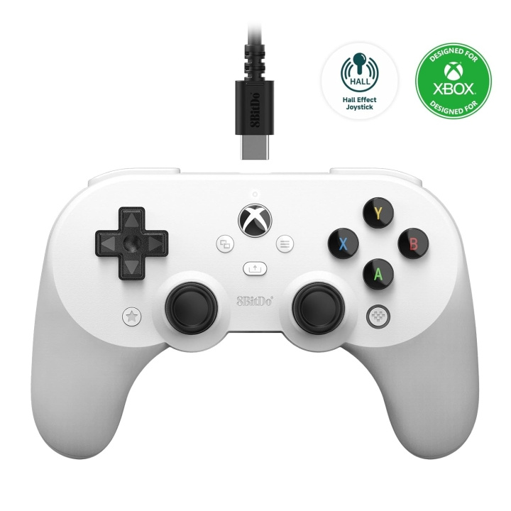 8Bitdo Pro 2 kablet Xbox-gamepad hvid i gruppen HJEMMEELEKTRONIK / Spilkonsoller og tilbehør / Xbox Series X / Tilbehør hos TP E-commerce Nordic AB (C80904)