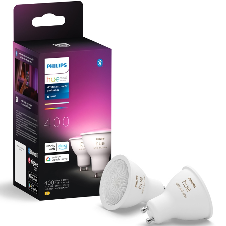Philips Hue White and Color Ambiance GU10 400lm 2-pack i gruppen HJEM, HUS & HAVE / Smart hjem / Smart belysning hos TP E-commerce Nordic AB (C81476)