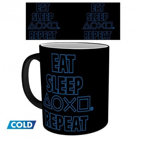 Abysse PLAYSTATION - Krus Heat Change - 320 ml - Eat Sleep Repeat i gruppen SPORT, FRITID & HOBBY / Sjove gadgets / Krus hos TP E-commerce Nordic AB (C82555)
