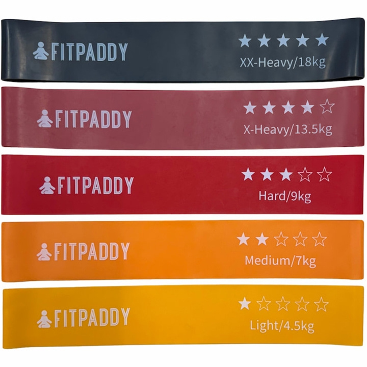 Fitpaddy Elastiska Band Set 5st i gruppen SPORT, FRITID & HOBBY / Træningsredskaber / Træningstilbehør hos TP E-commerce Nordic AB (C82832)