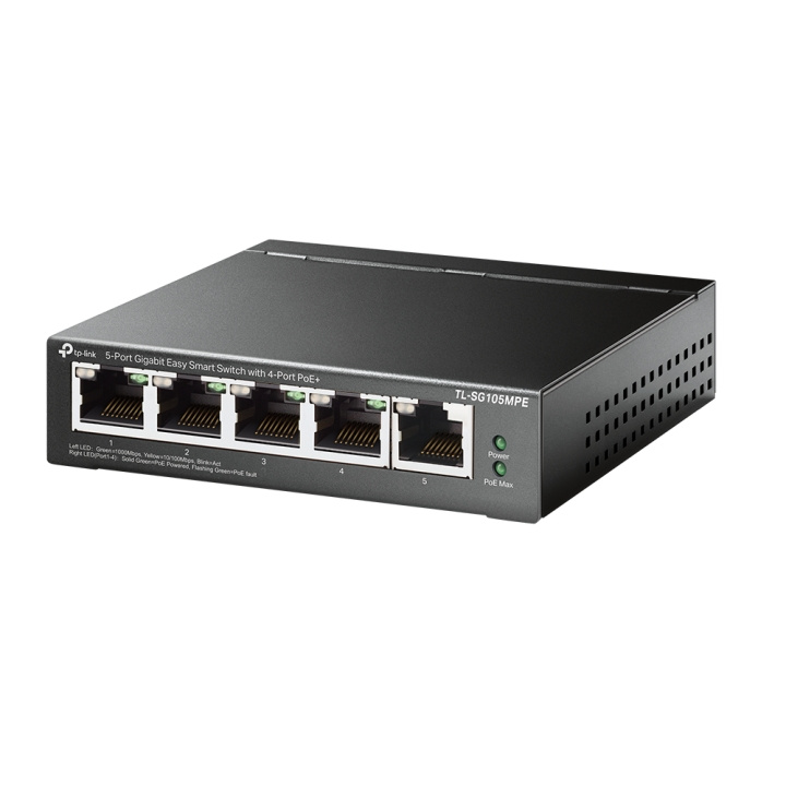 TP-Link 5-Port Gigabit Easy Smart Switch med 4-Port PoE+ i gruppen COMPUTERTILBEHØR / Kabler og adaptere / HDMI / VGA / DVI switche hos TP E-commerce Nordic AB (C83885)