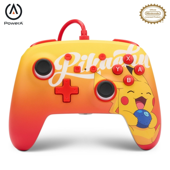 PowerA NSW ENH Wired Controller - Oran Berry Pikachu /Nintendo Switch i gruppen HJEMMEELEKTRONIK / Spilkonsoller og tilbehør / Nintendo Switch / Tilbehør hos TP E-commerce Nordic AB (C85475)