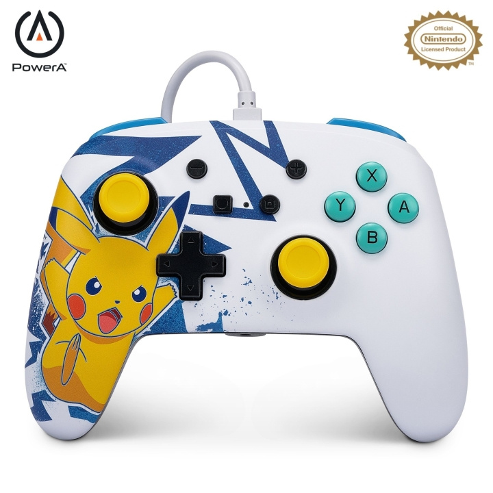 PowerA NSW ENH Wired Controller - Pikachu High Voltage /Nintendo Switch i gruppen HJEMMEELEKTRONIK / Spilkonsoller og tilbehør / Nintendo Switch / Tilbehør hos TP E-commerce Nordic AB (C85477)