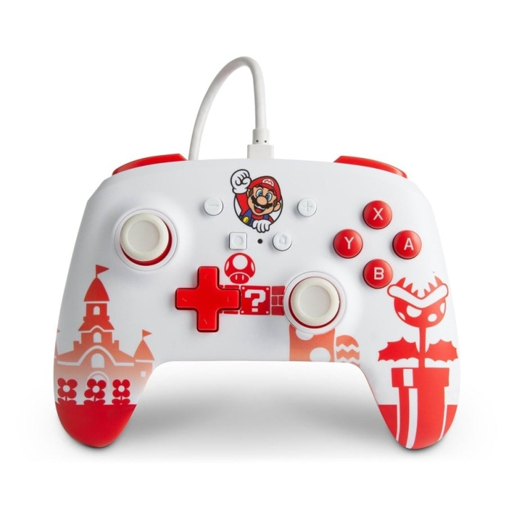 PowerA Enhanced Wired Controller til Nintendo Switch - Mario rød/hvid i gruppen HJEMMEELEKTRONIK / Spilkonsoller og tilbehør / Nintendo Switch / Tilbehør hos TP E-commerce Nordic AB (C85485)