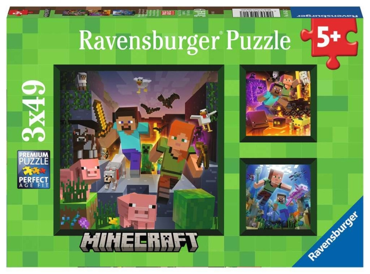 Ravensburger Minecraft Biomes 3x49p - (10105621) i gruppen LEGETØJ, BØRN & BABY / Legetøj / børns puslespil hos TP E-commerce Nordic AB (C85696)