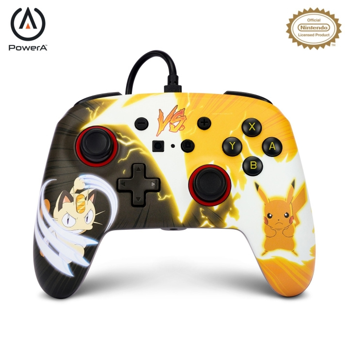 PowerA Enhanced Wired Controller - Nintendo Switch - Pikachu vs. Meowth i gruppen HJEMMEELEKTRONIK / Spilkonsoller og tilbehør / Nintendo Switch / Tilbehør hos TP E-commerce Nordic AB (C86202)