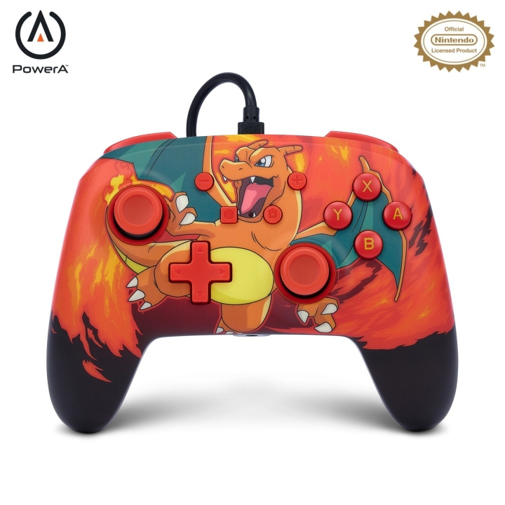 PowerA Enhanced Wired Controller - Nintendo Switch - Charizard Vortex i gruppen HJEMMEELEKTRONIK / Spilkonsoller og tilbehør / Nintendo Switch / Tilbehør hos TP E-commerce Nordic AB (C86203)