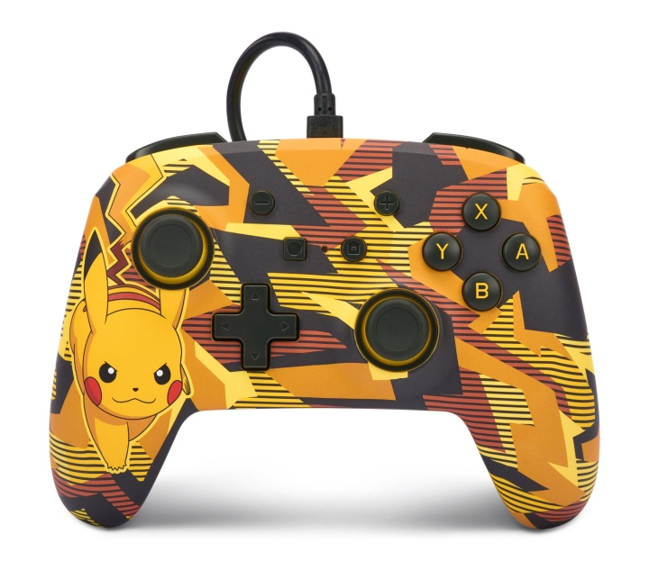 PowerA Enhanced Wired Controller - Nintendo Switch - Camo Storm Pikachu i gruppen HJEMMEELEKTRONIK / Spilkonsoller og tilbehør / Nintendo Switch / Tilbehør hos TP E-commerce Nordic AB (C86204)