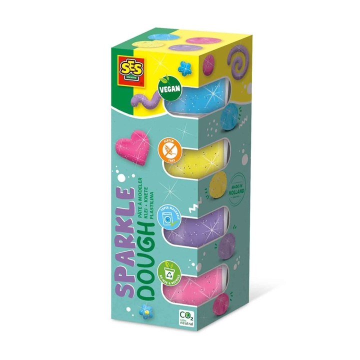 SES Creative Dej - Feel Good Sparkle 4x90gr - (S00515) i gruppen LEGETØJ, BØRN & BABY / Legetøj / Lege ler, lege sand og tilbehør hos TP E-commerce Nordic AB (C88056)