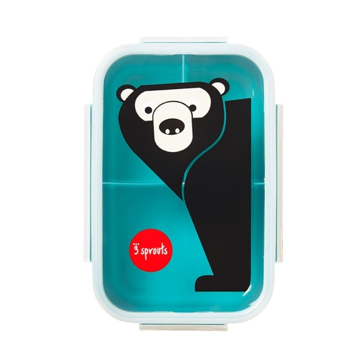 3 Sprouts Bento-æske - blågrøn bjørn i gruppen LEGETØJ, BØRN & BABY / Mad & Drikke / Børnebestik og tallerkener hos TP E-commerce Nordic AB (C89042)