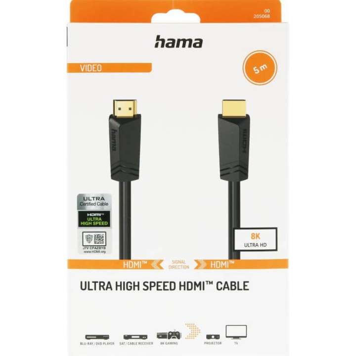 Hama Cable HDMI Ultra High Speed 8K 48Gbit/s 5.0m Gold i gruppen HJEMMEELEKTRONIK / Kabler og adaptere / HDMI / Kabler hos TP E-commerce Nordic AB (C90736)
