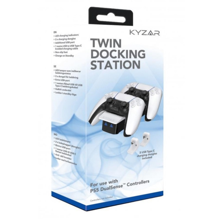 Kyzar Dobbelt dockingstation til PS5 i gruppen HJEMMEELEKTRONIK / Spilkonsoller og tilbehør / Sony PlayStation 5 / Tilbehør hos TP E-commerce Nordic AB (C92506)